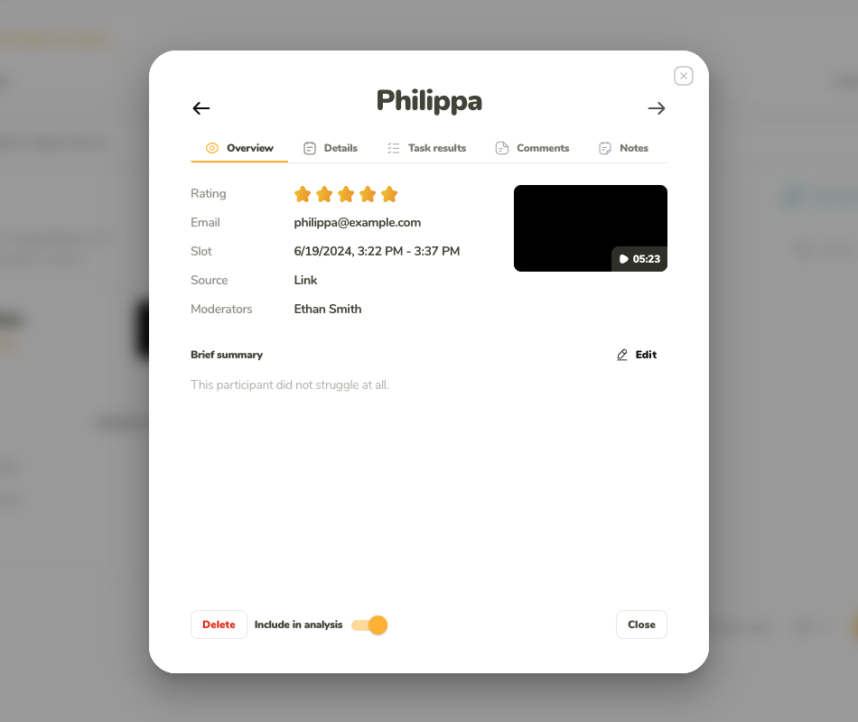 Overview tab