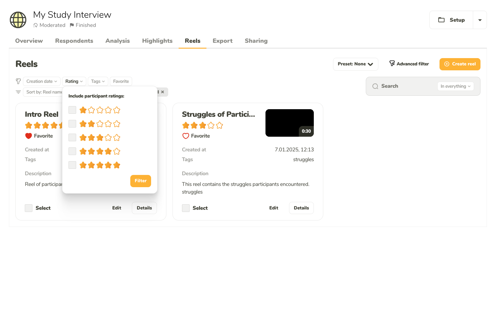 Filter by rating