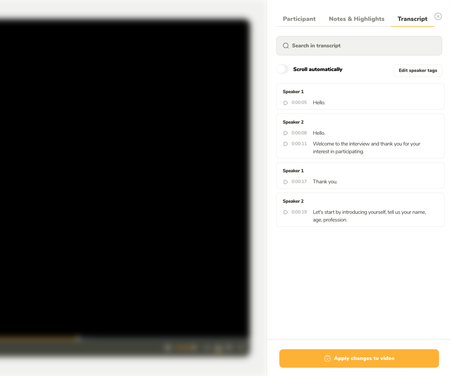 Transcript editor