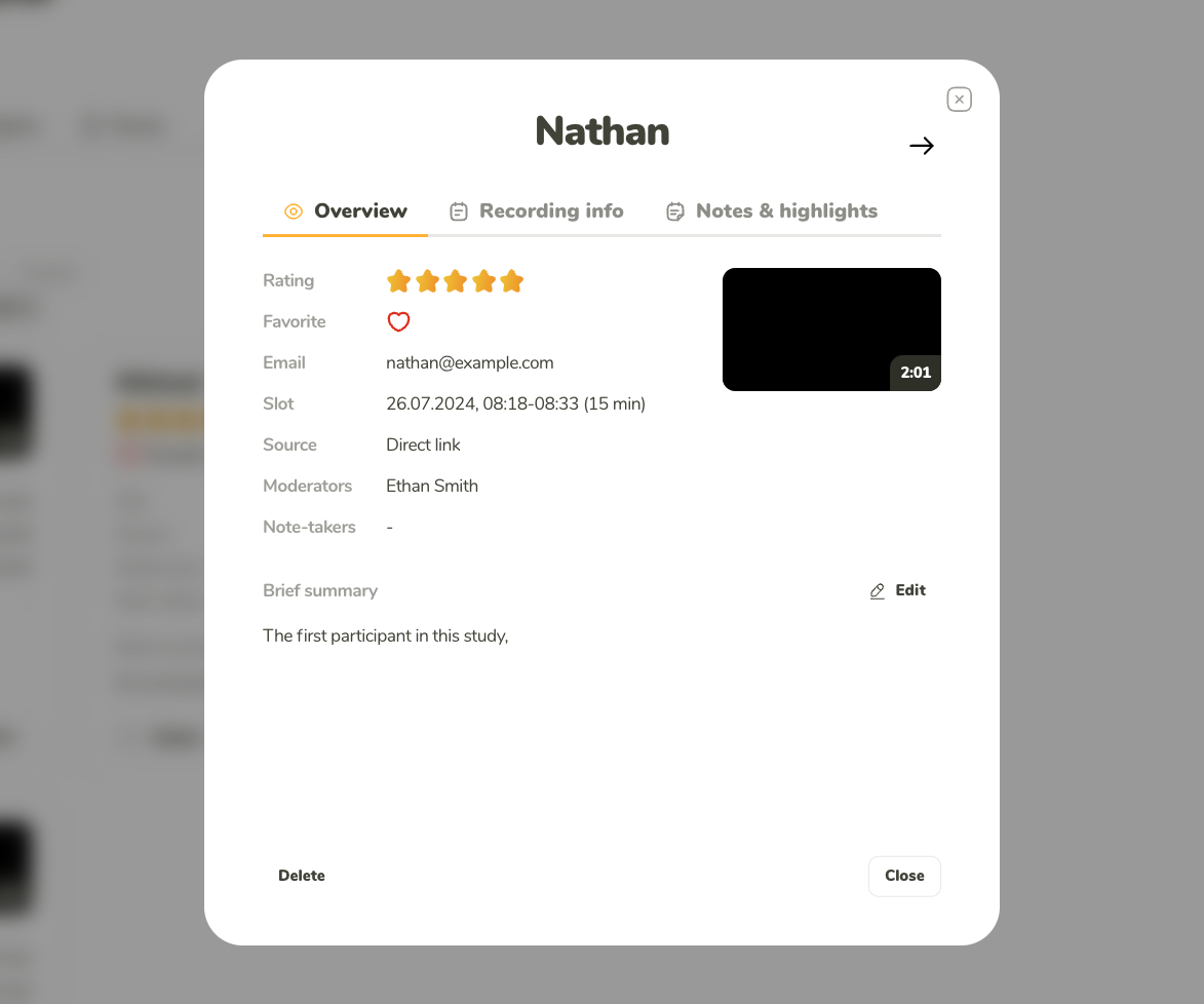 Overview tab
